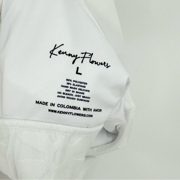 Kenny Flowers The Santorini White Floral Jacquard Sports Bra 7/8 Legging Size L - Picture 6 of 12